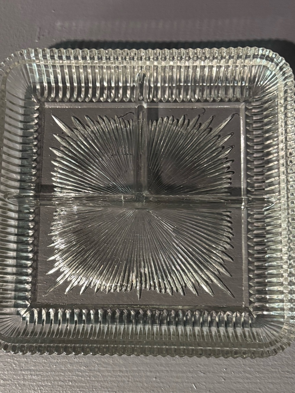 Square Pressed Glass Serving Dish - Clear